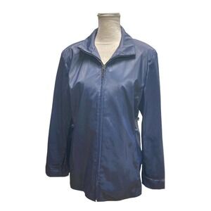WOMANS JLC New York‎ Outerwear Size L Jacket blue Vinyl NO Belt Zip Front